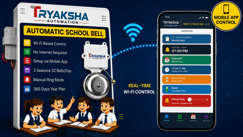 Tryaksha smart automatic school bell automation system